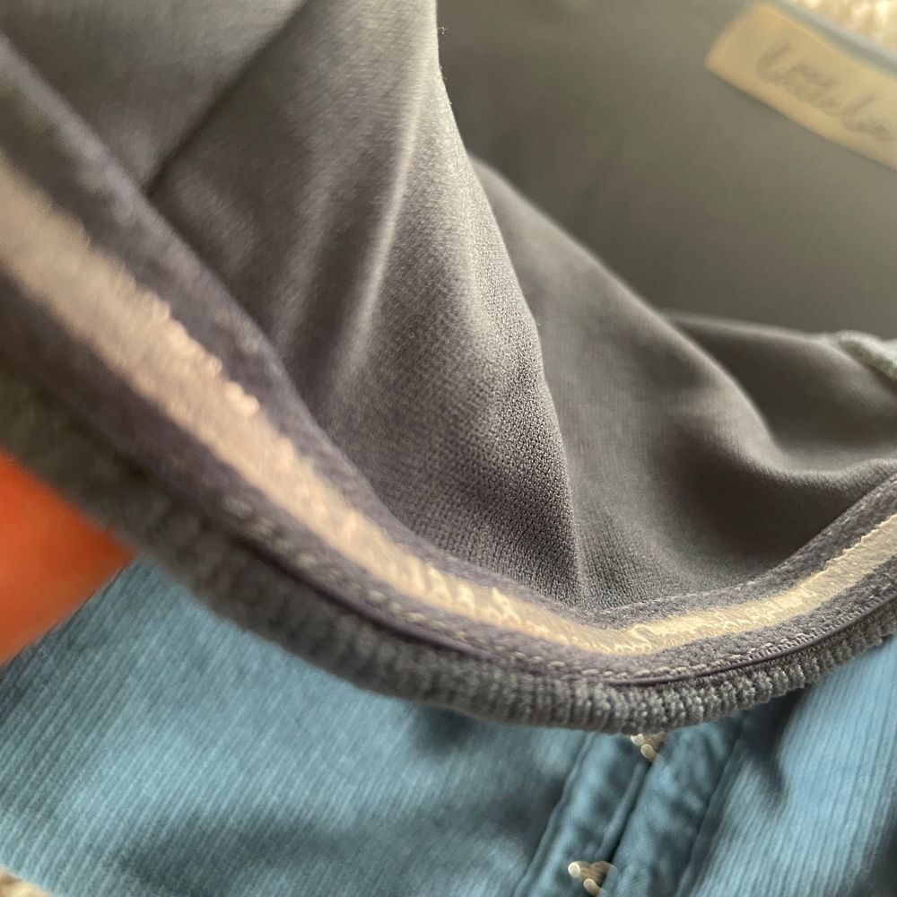Little lie Vintage Style Blue Corduroy Bustier Crop Top with Hook Front Closure - Picture 8 of 12